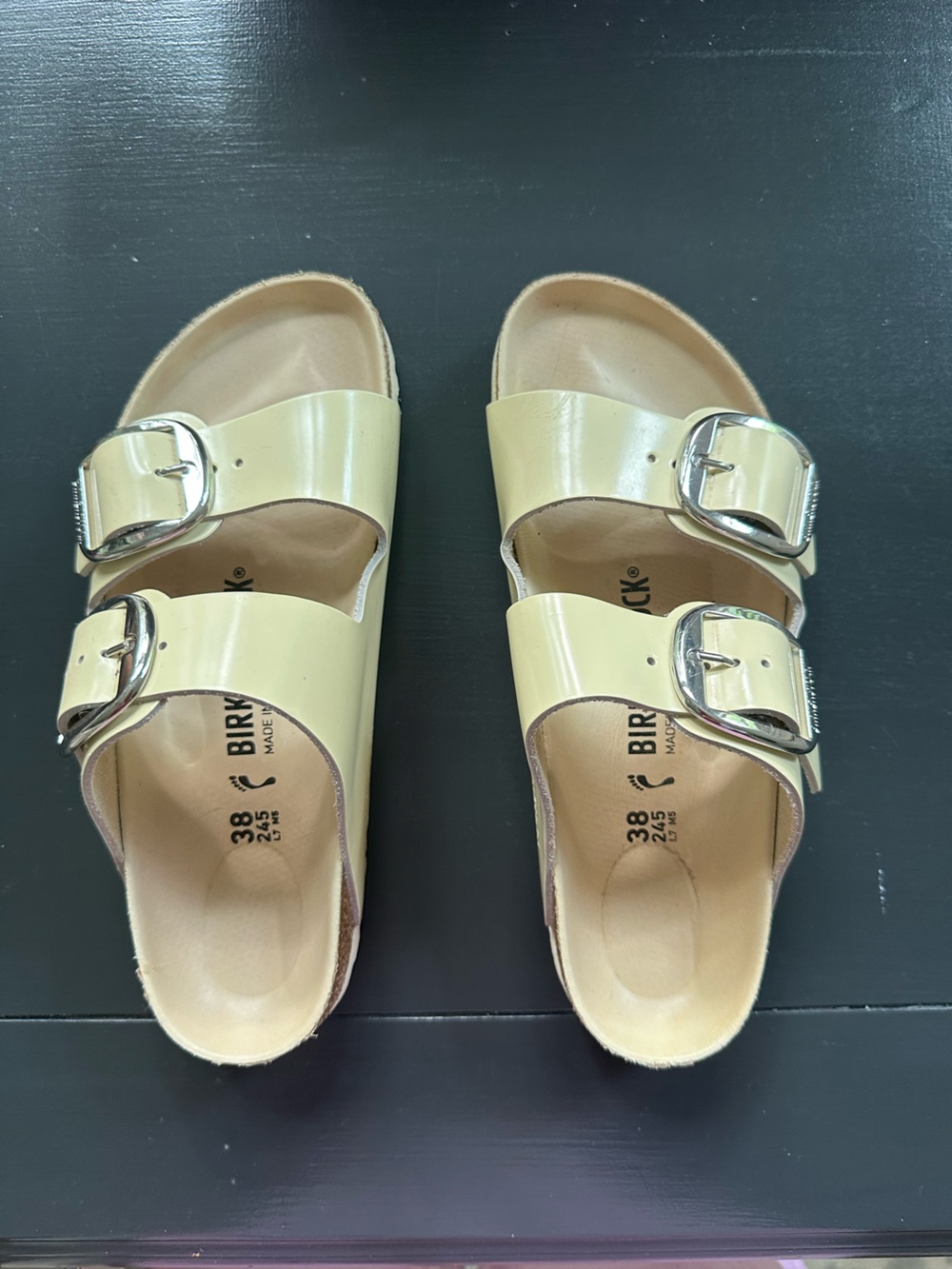 Arizona Big Buckle sandals -High-Shine Butter Yellow